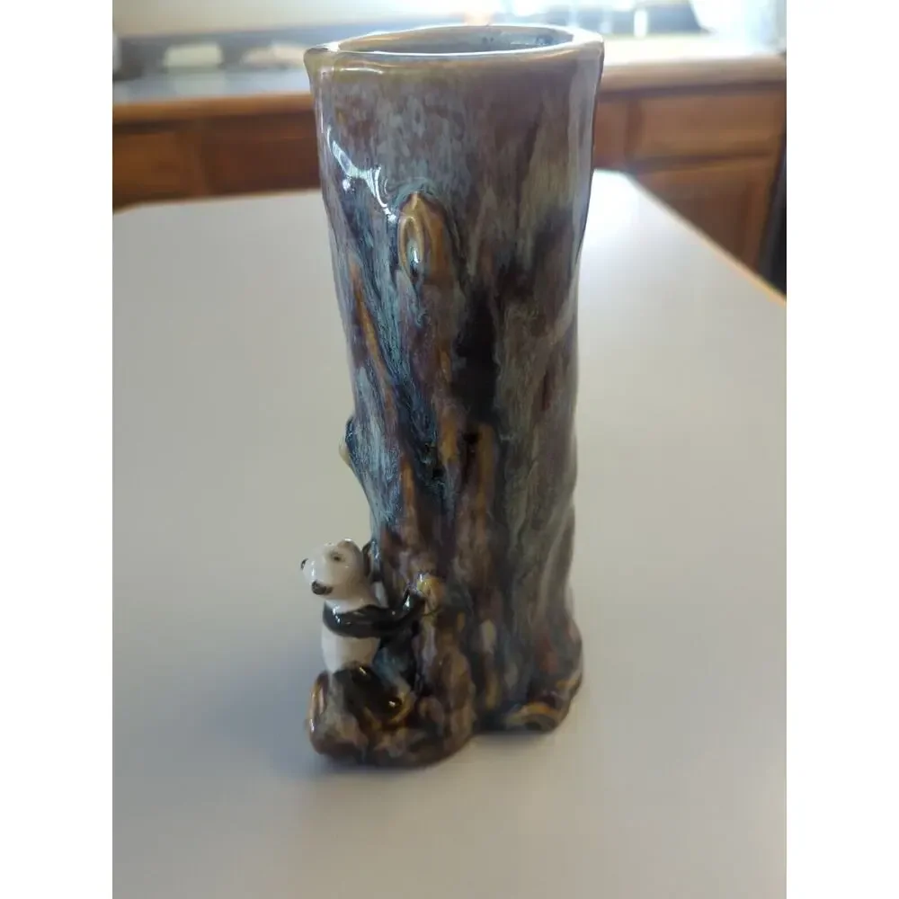 MAJOLICA‎ VASE PANDA GLAZED 10